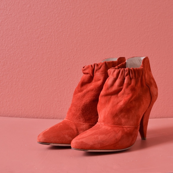Loeffler Randall SIMONE SUEDE GATHERED Booties 6.5 - Picture 2 of 8